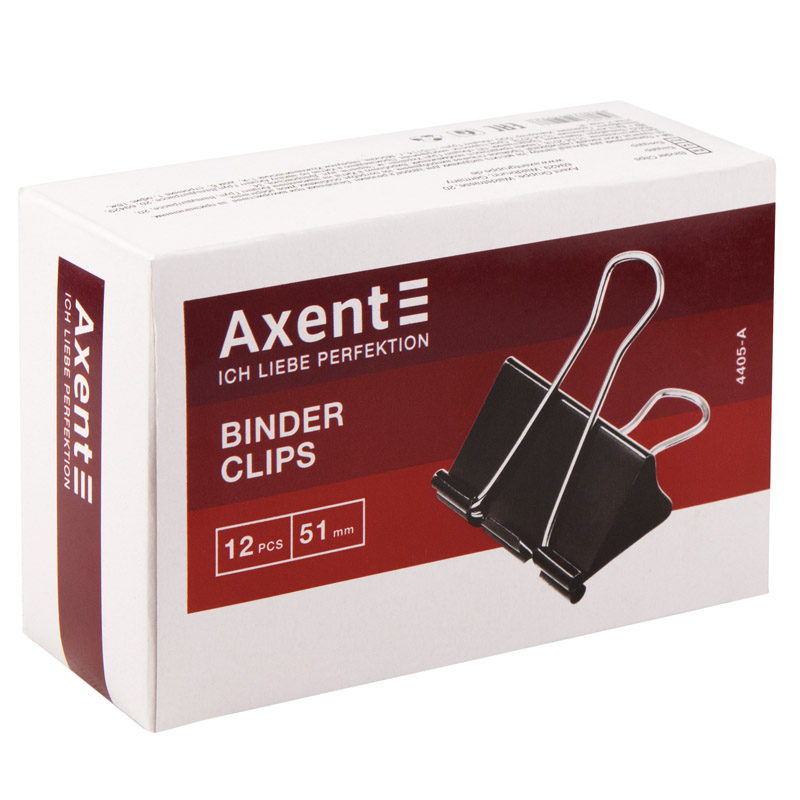 Затискачі для паперів AXENT 51 мм 12 шт чорні (4405-A)